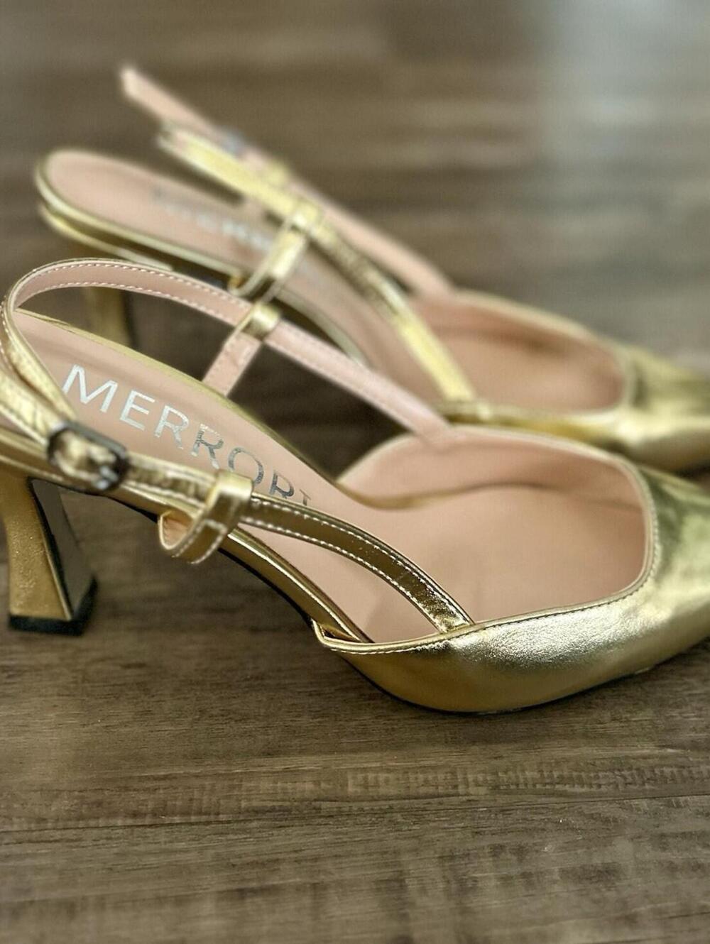 Merrori Gold Slingback Heels - Pumps for Women Size 7.5